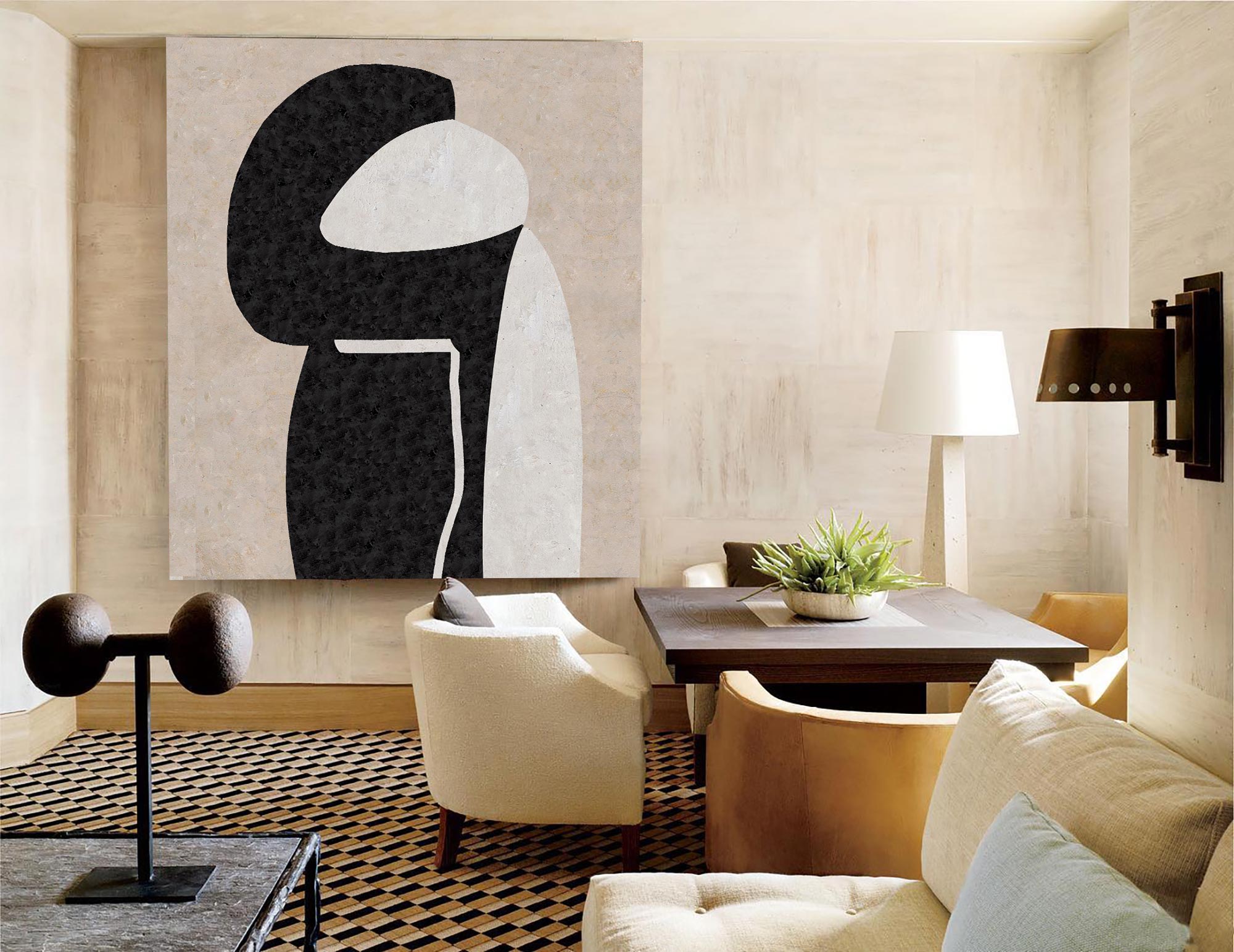 Mira Black Minimalist Abstract Canvas Wall Art