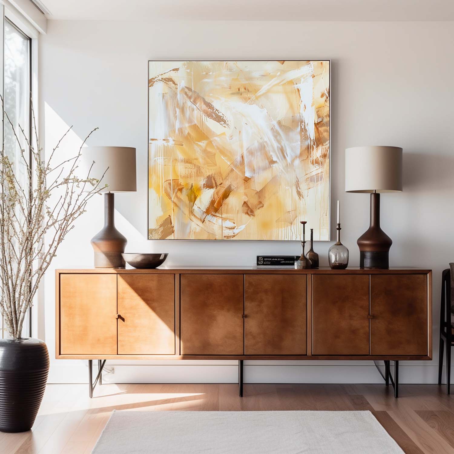 Wild Ochre Branches Modern Painting