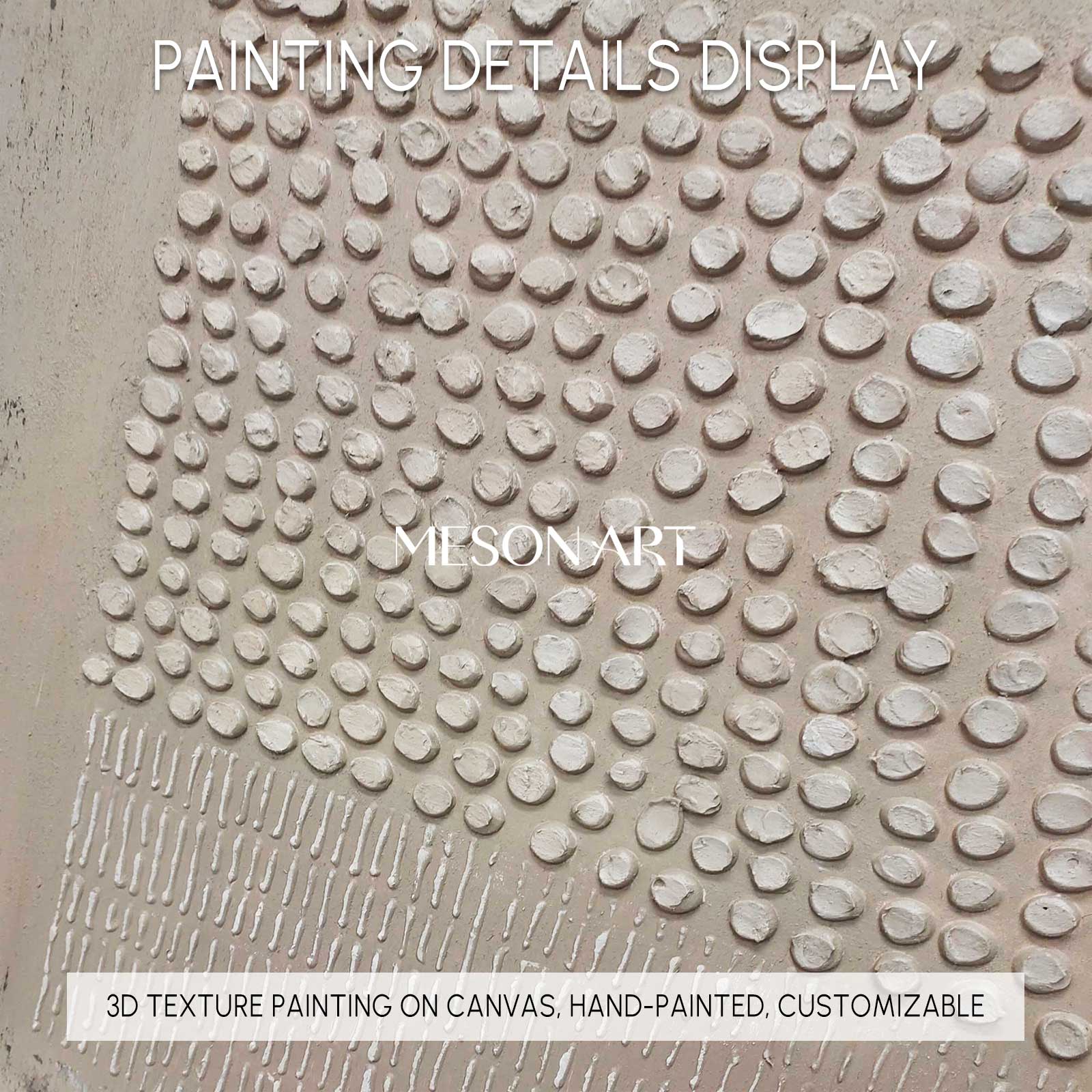 Minimalist 3D Textured Grid Painting Neutral Wall Art