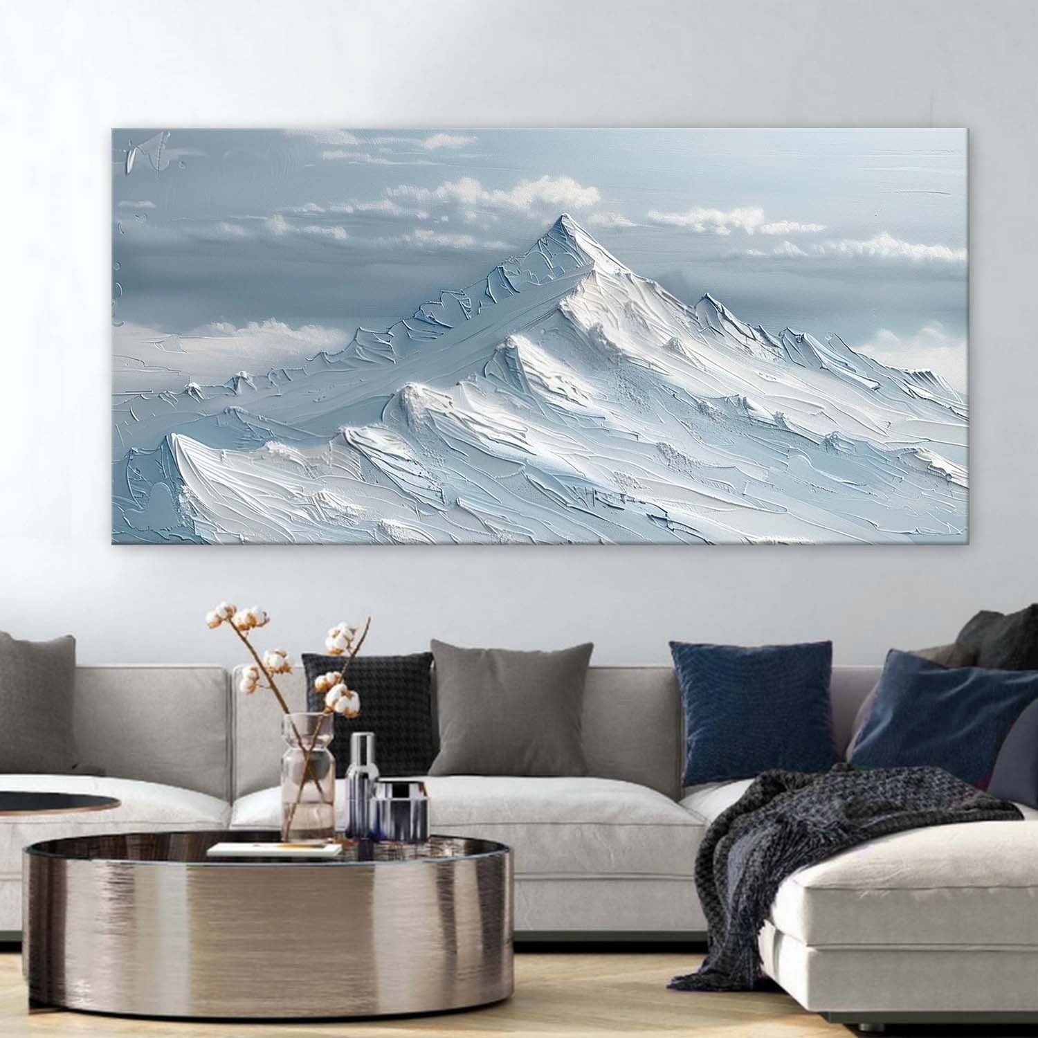 Wall Art Horizontal Impasto Snow Mountain