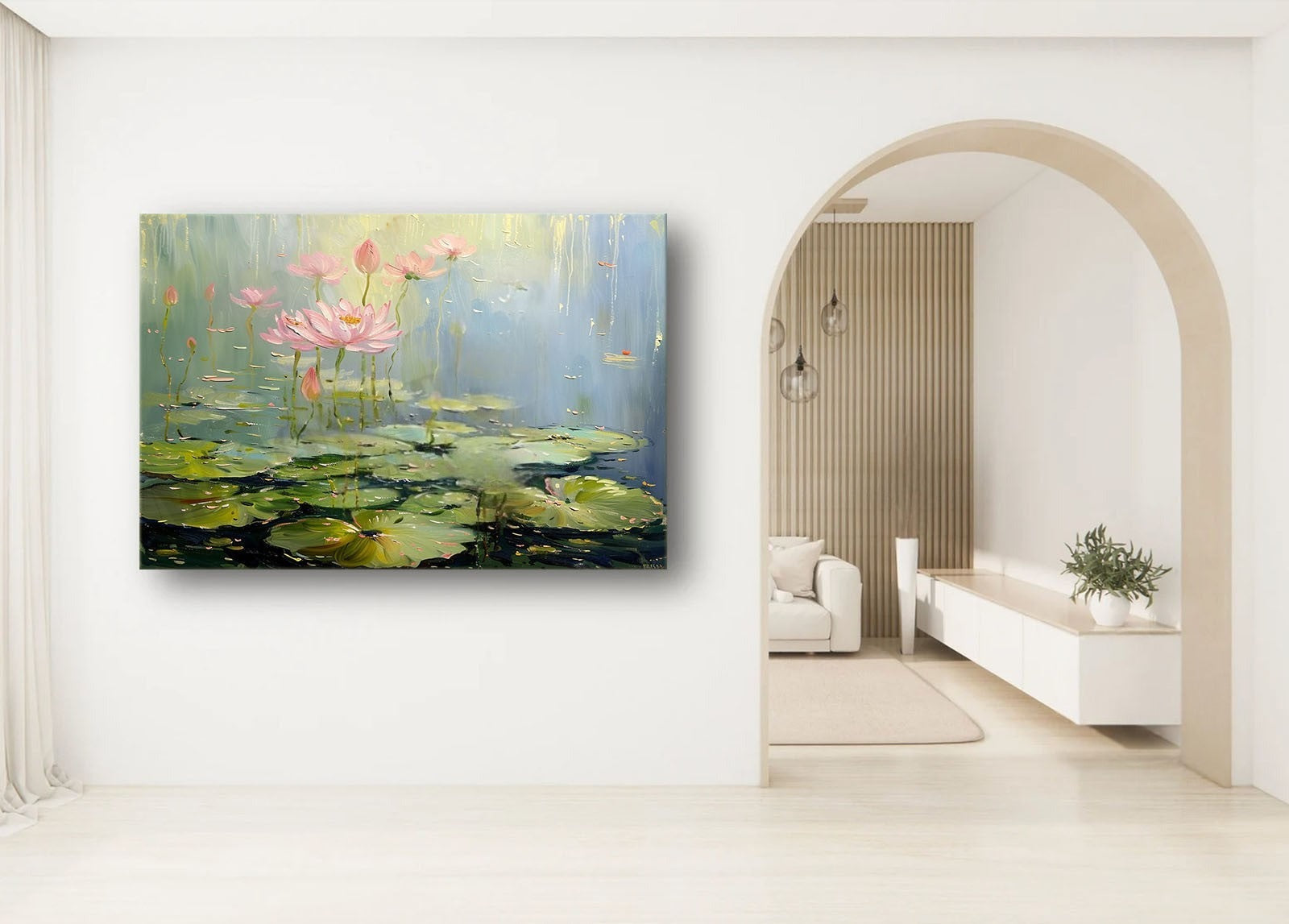 Wall Art Horizontal Lotus Pond Painting