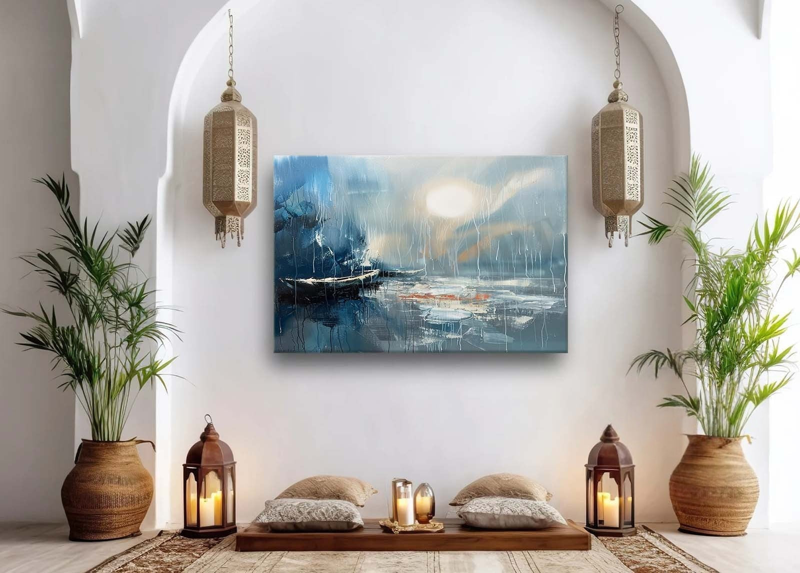 Wall Art Horizontal Moonlit Fishing