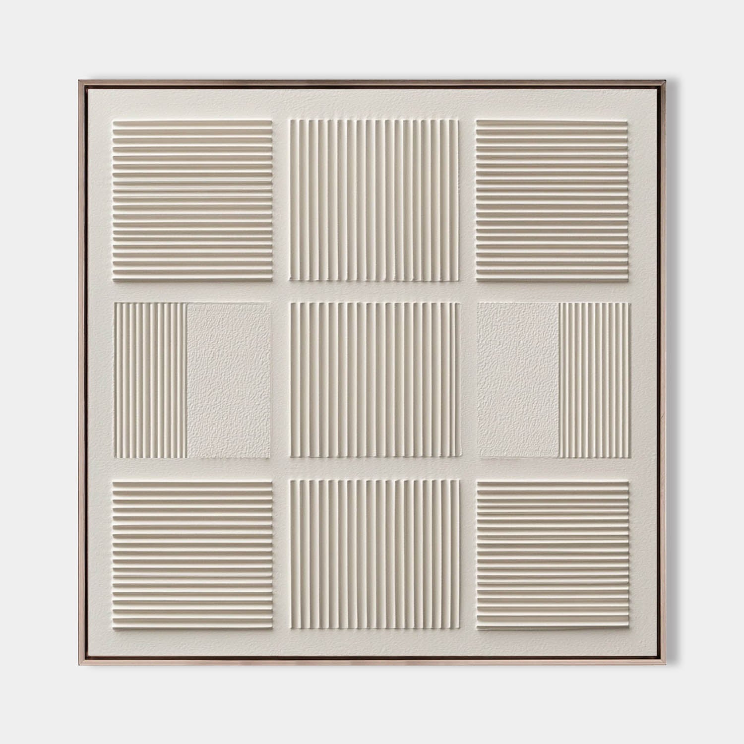 Square Panel Geometric Abstract  Multi‑Grid Heavy Raised Textured Artwork
