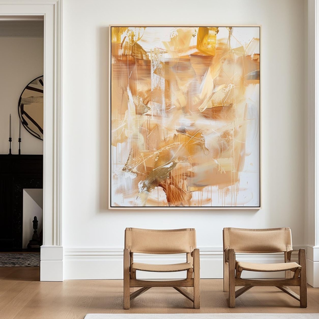 Golden Light Abstract Layered Painting