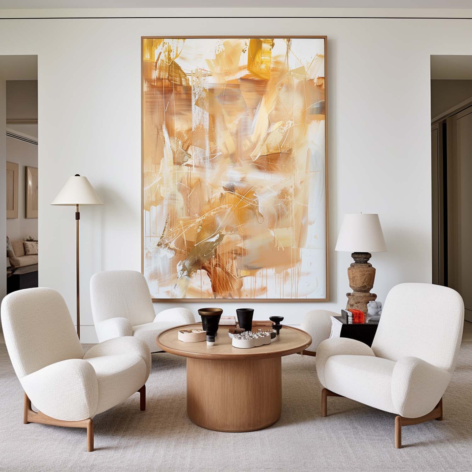 Golden Light Abstract Layered Painting