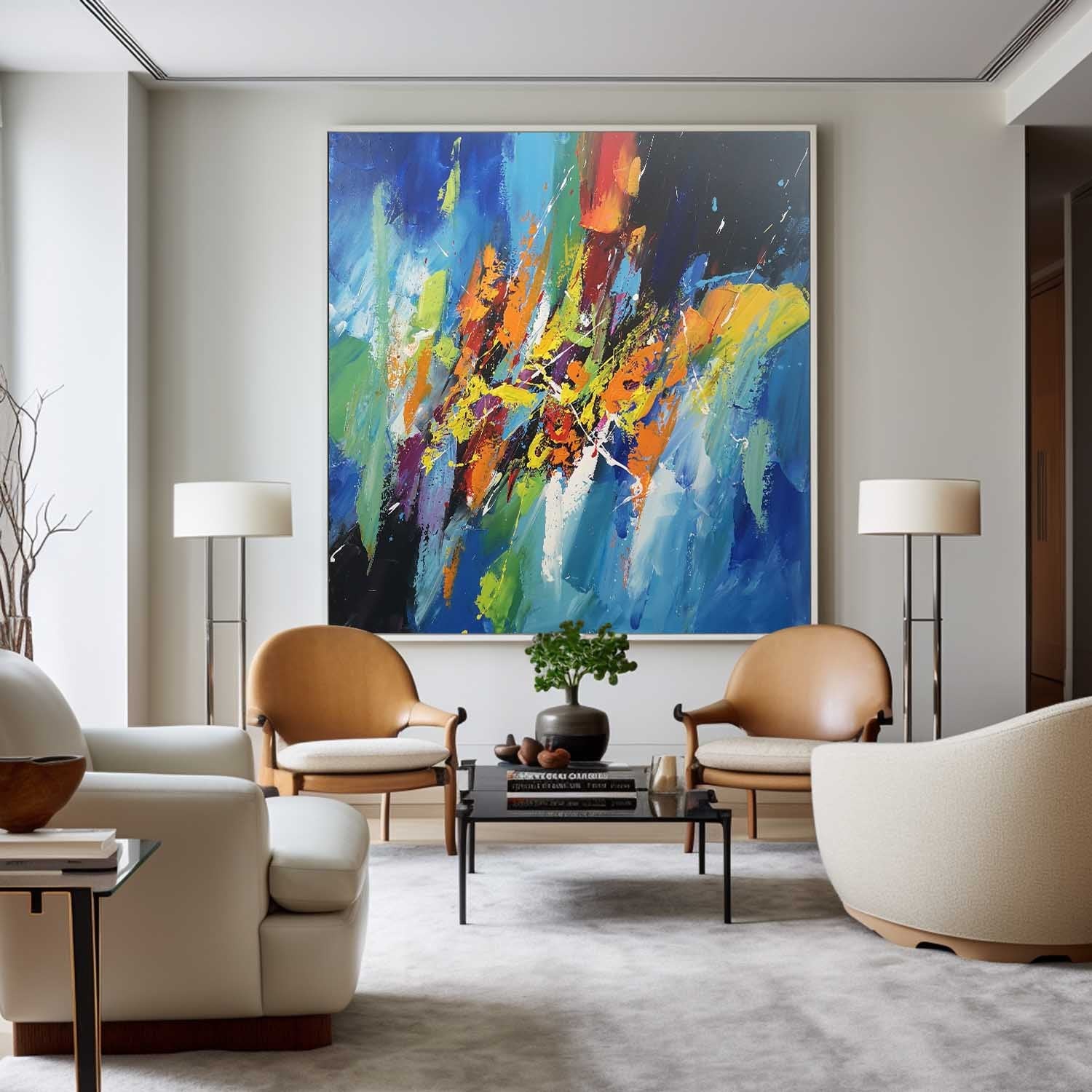 Colorful Brush Stroke Abstract Canvas Wall Art