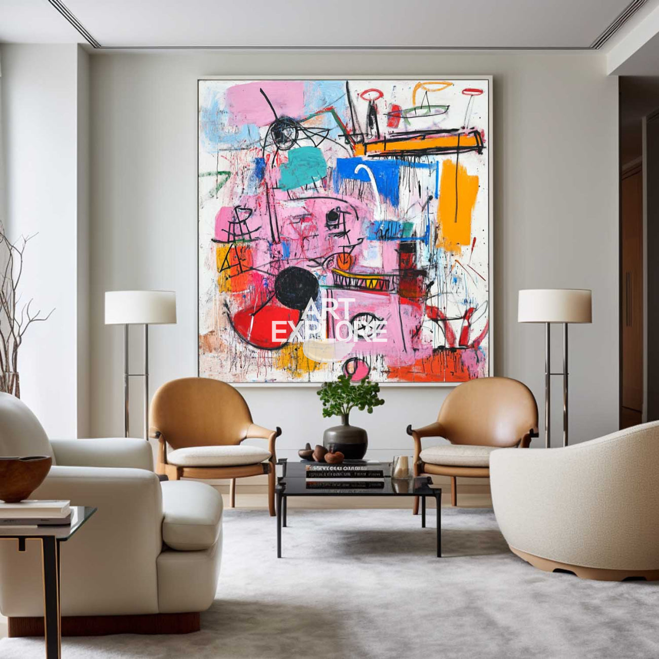 Colorful Graffiti Inspired Abstract Contemporary Wall Art