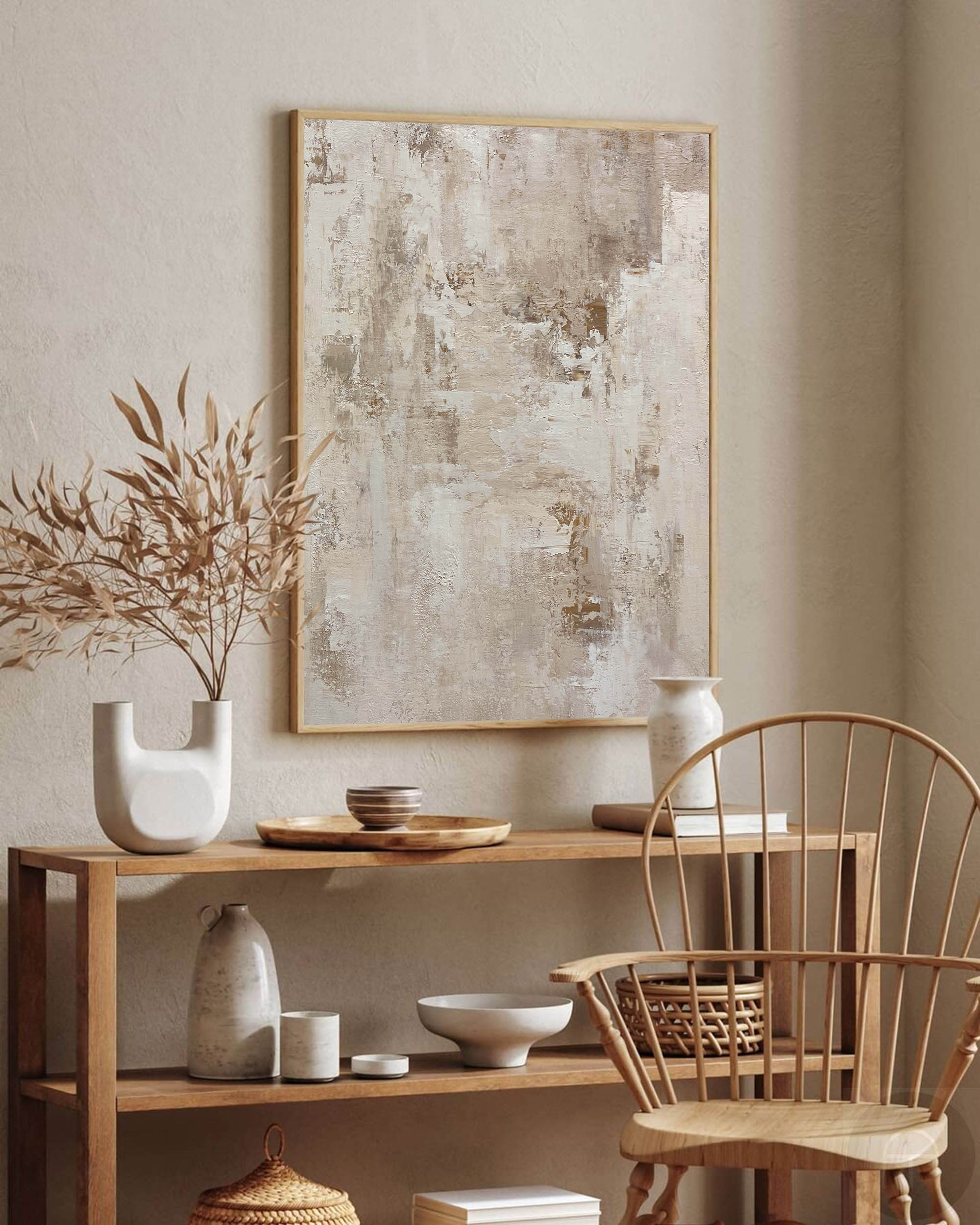 Beige Wabi Sabi Textured Canvas Wall Art