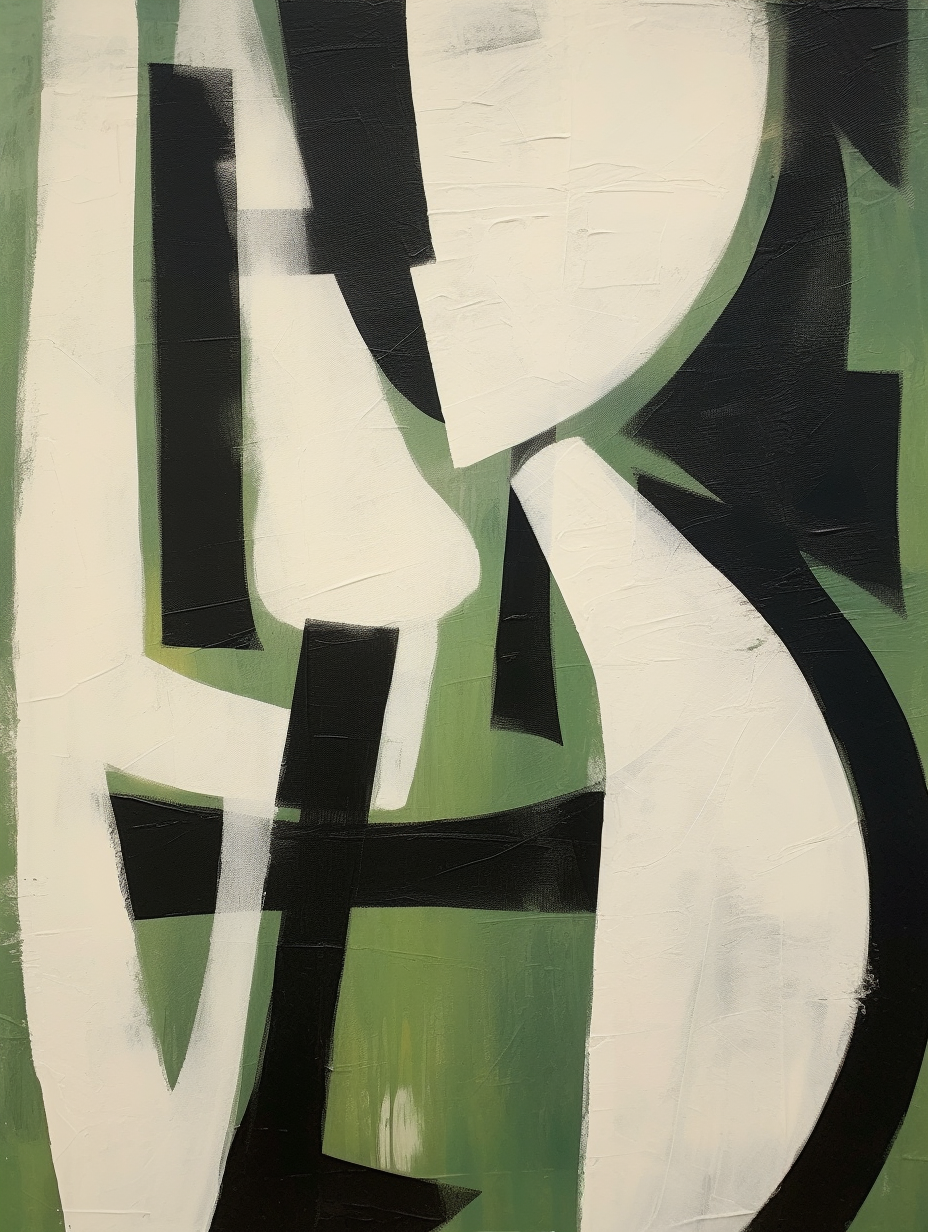 Wall Art Green Black White Geometric Abstract