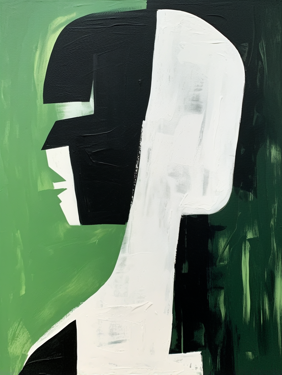 Wall Art Sage Green Black Abstract Woman
