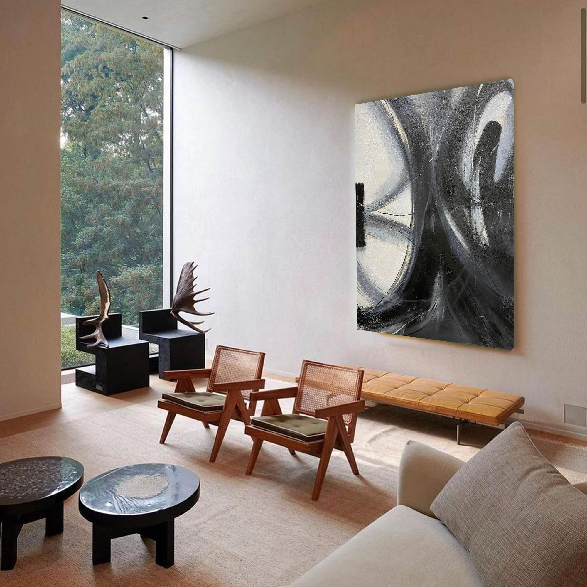 Black Abstract Painting ABAV270 - Neutralighting
