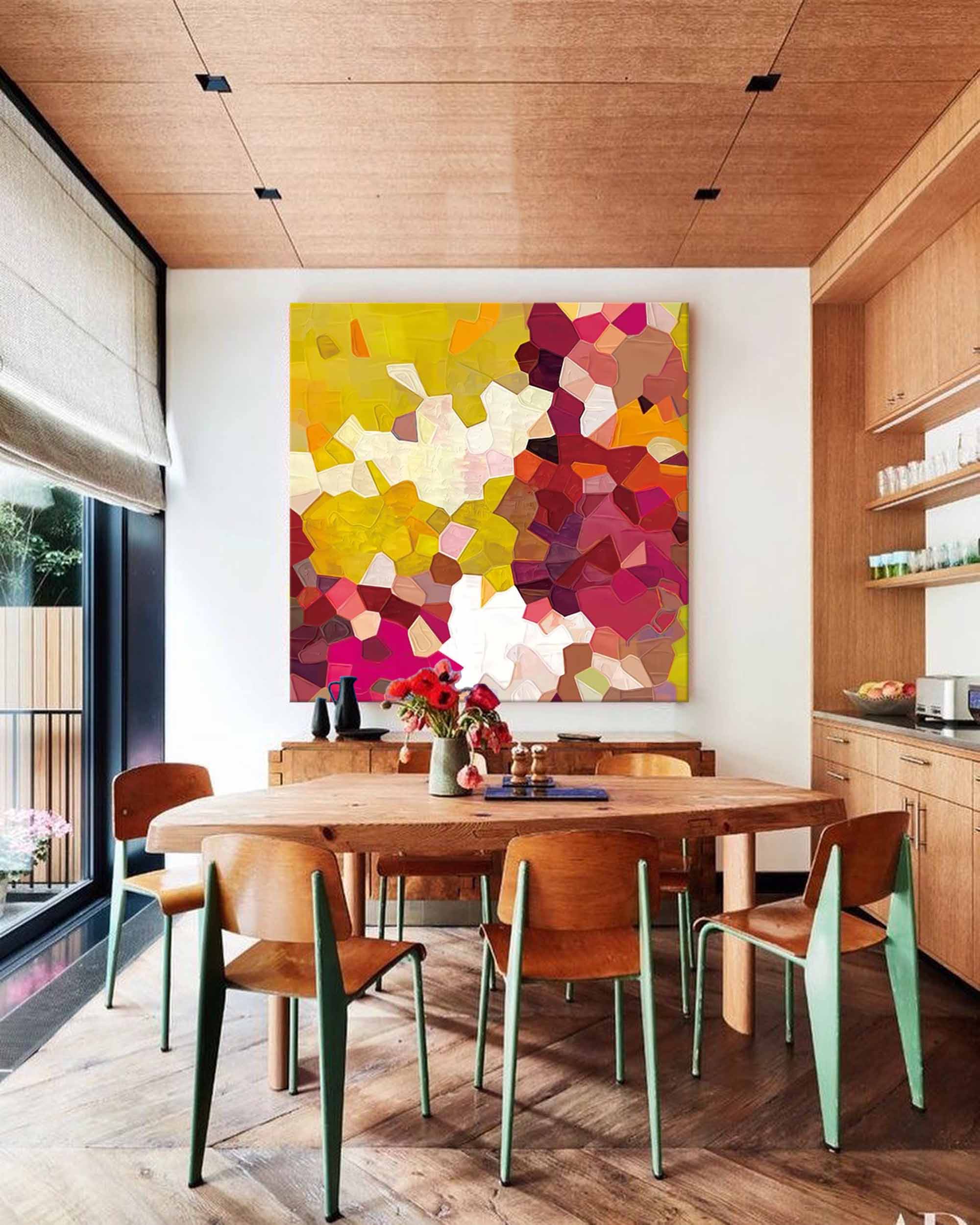 Wall Art Colorful Abstract Impasto Playful