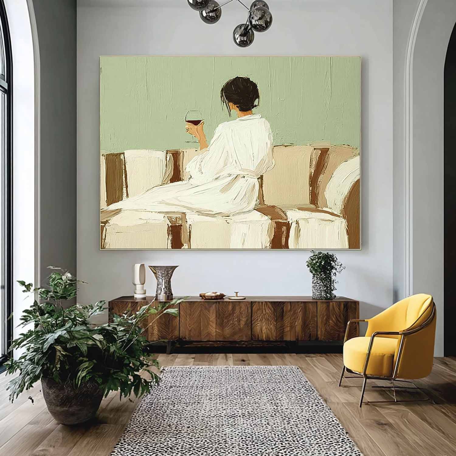Wall Art People Drinking Wine Retro Warm Fashion