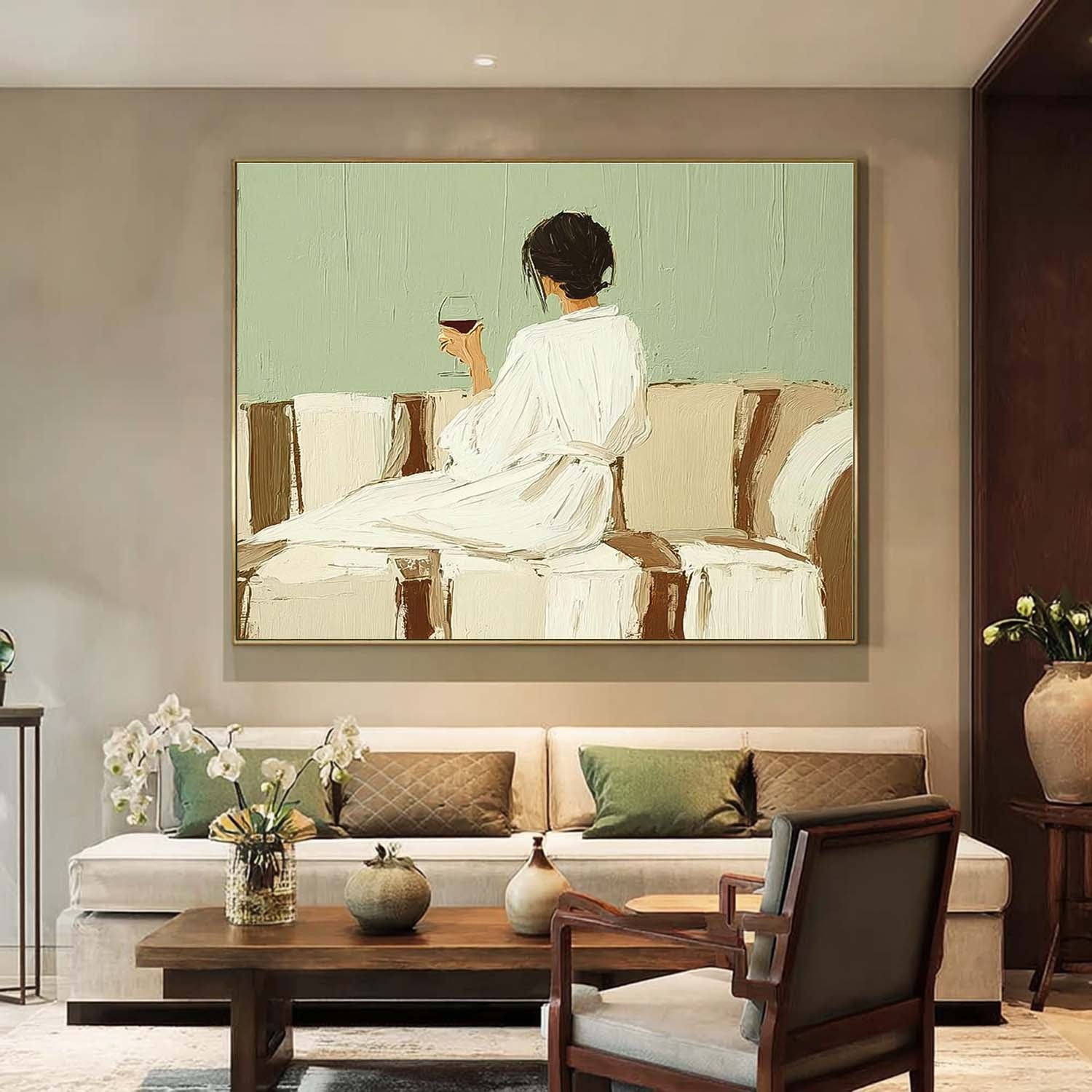 Wall Art People Drinking Wine Retro Warm Fashion