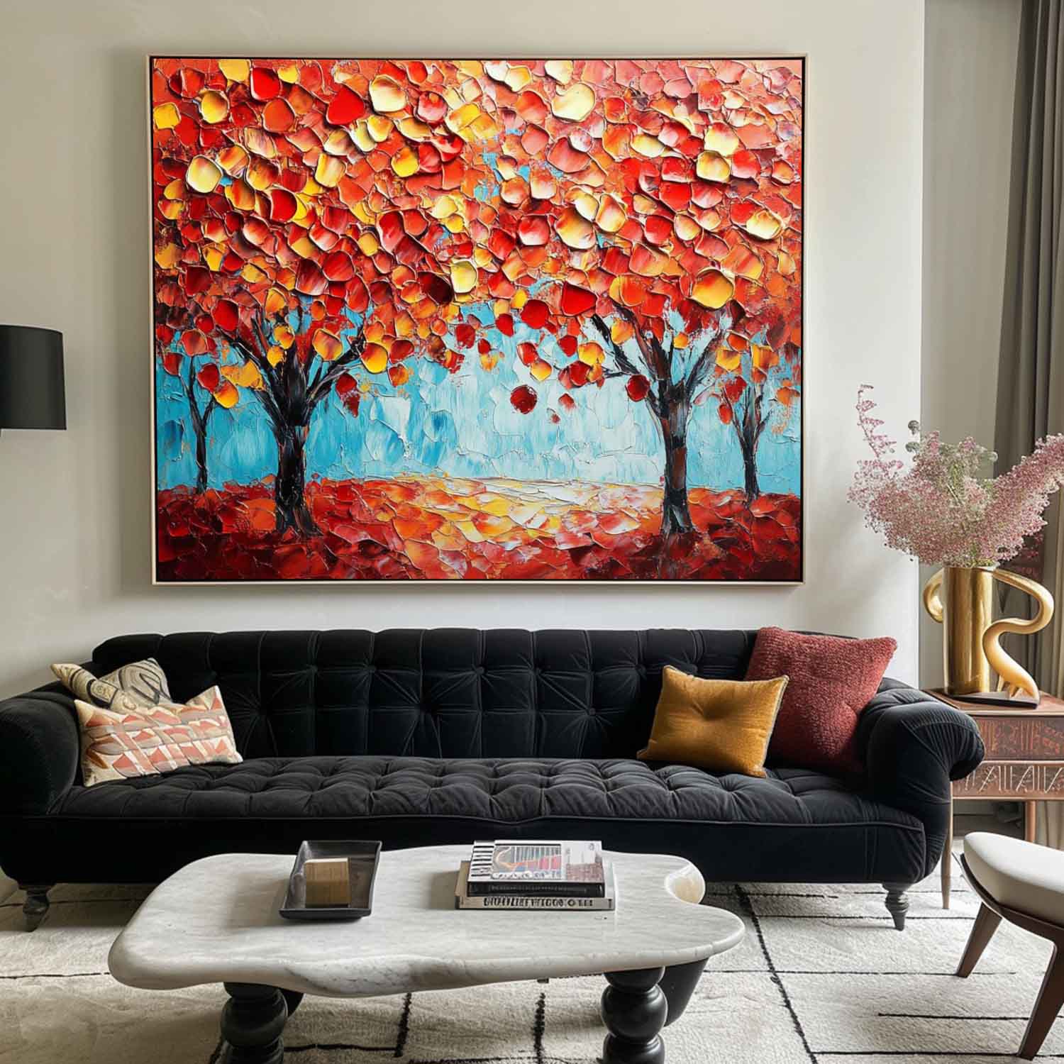 Autumn Canopy Trees Vibrant Landscape Art
