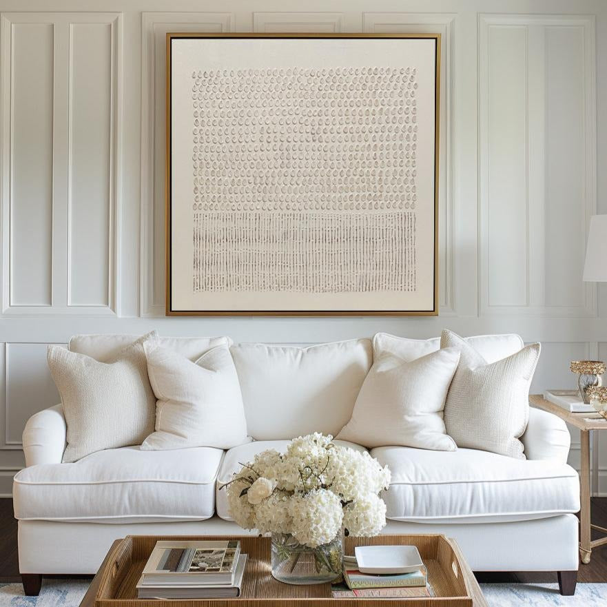 Wabi Sabi Beige Linear Textured Abstract Wall Art