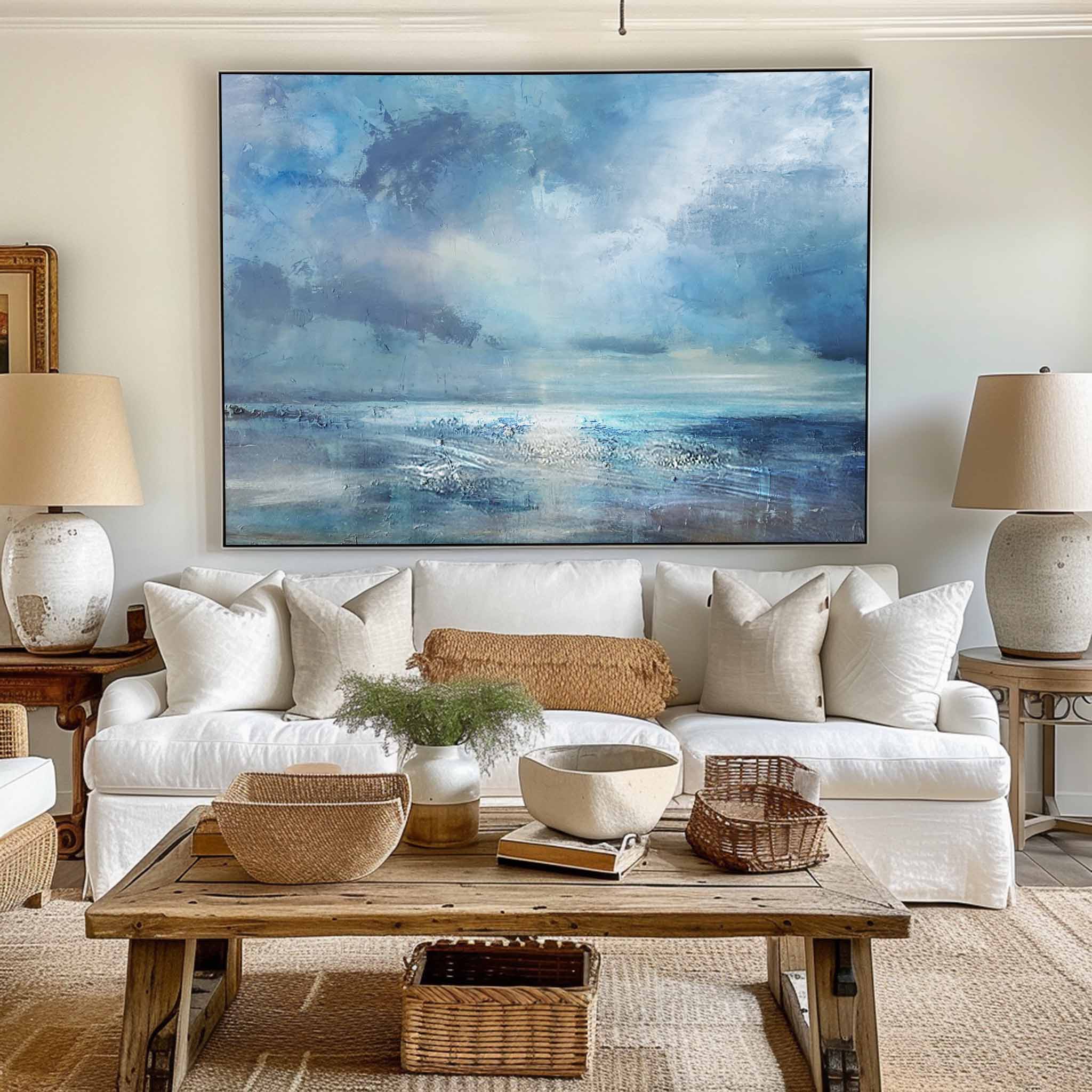 Original Abstract Beach Painting ABSH18 - Neutralighting