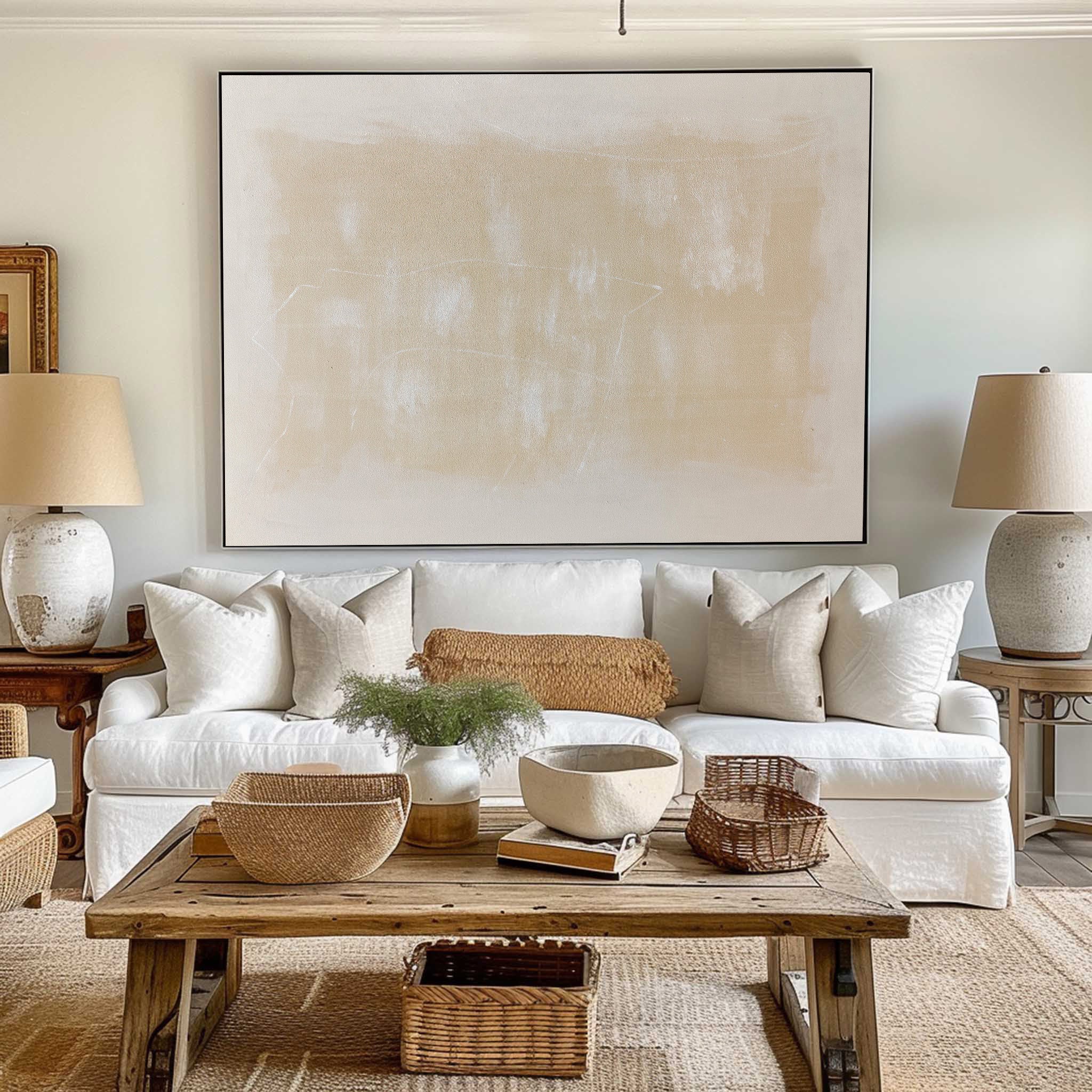 Warm Beige Abstract Minimalist Textured Wall Art