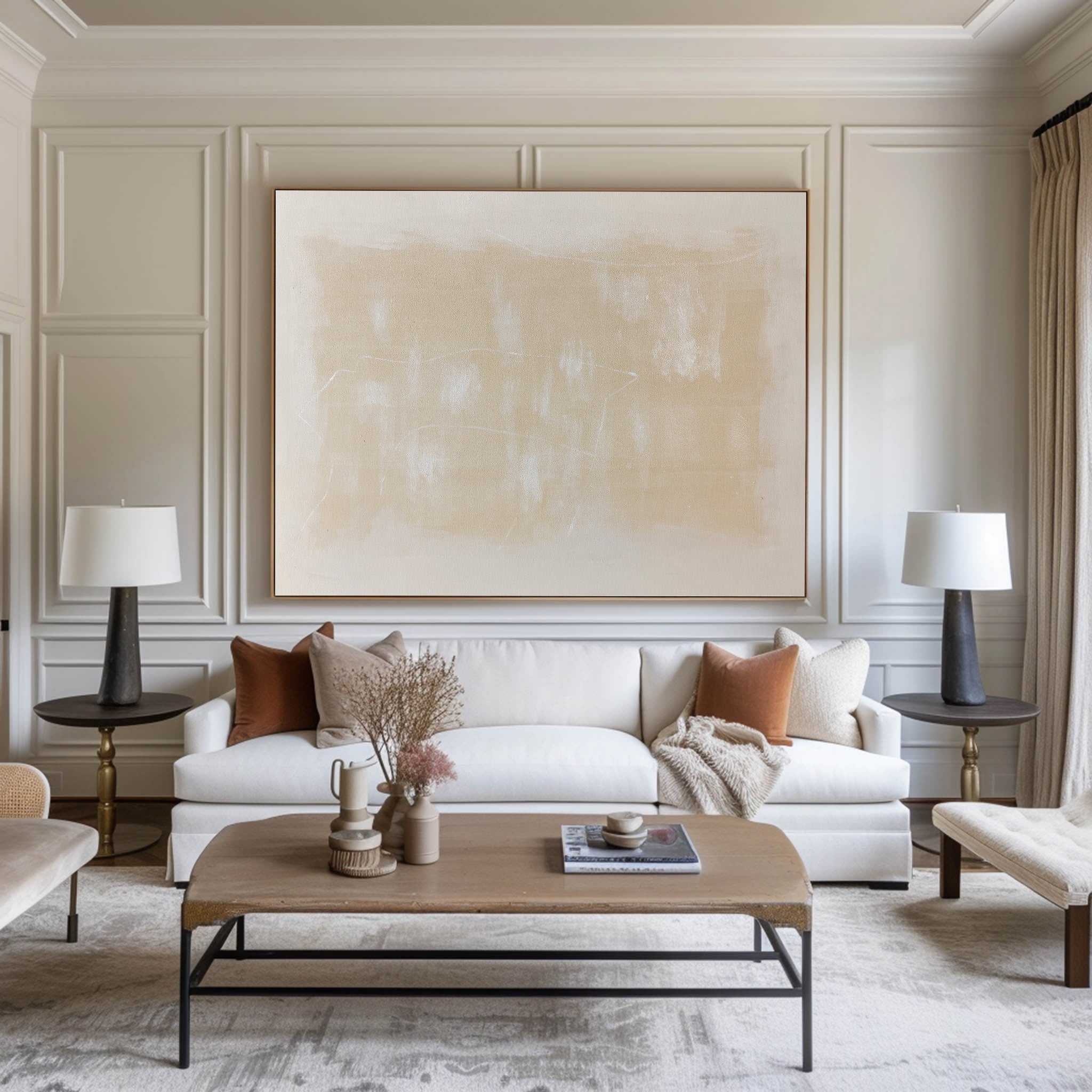 Warm Beige Abstract Minimalist Textured Wall Art