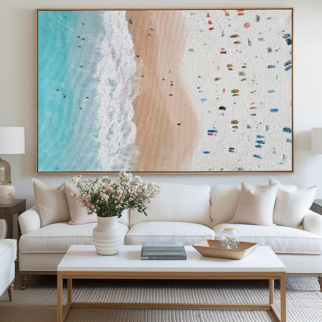 Coastal Beach Abstract Hand‑Painted Multi‑Speckled Thick Textured Artwork