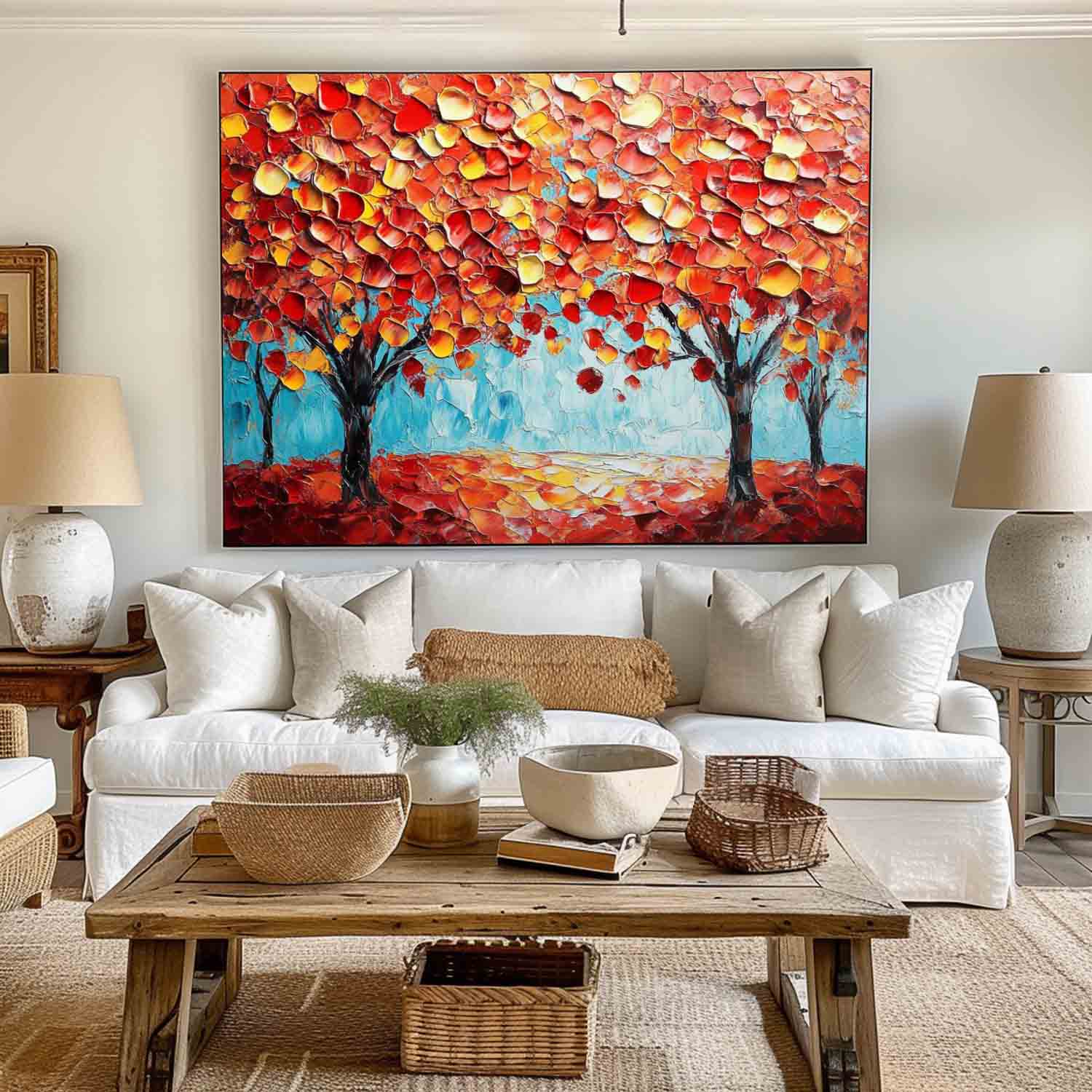 Autumn Canopy Trees Vibrant Landscape Art
