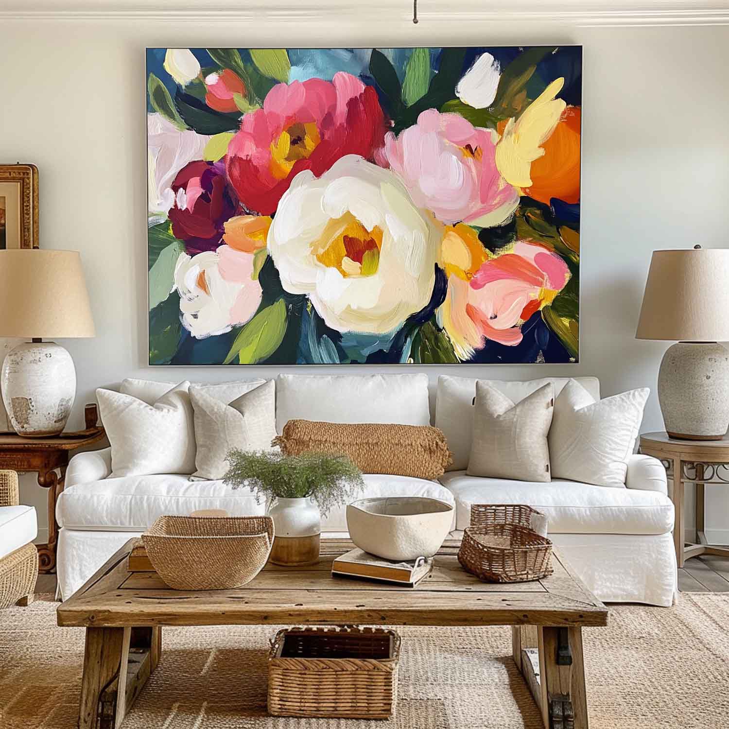 Bold Peony Bloom Canvas Wall Art