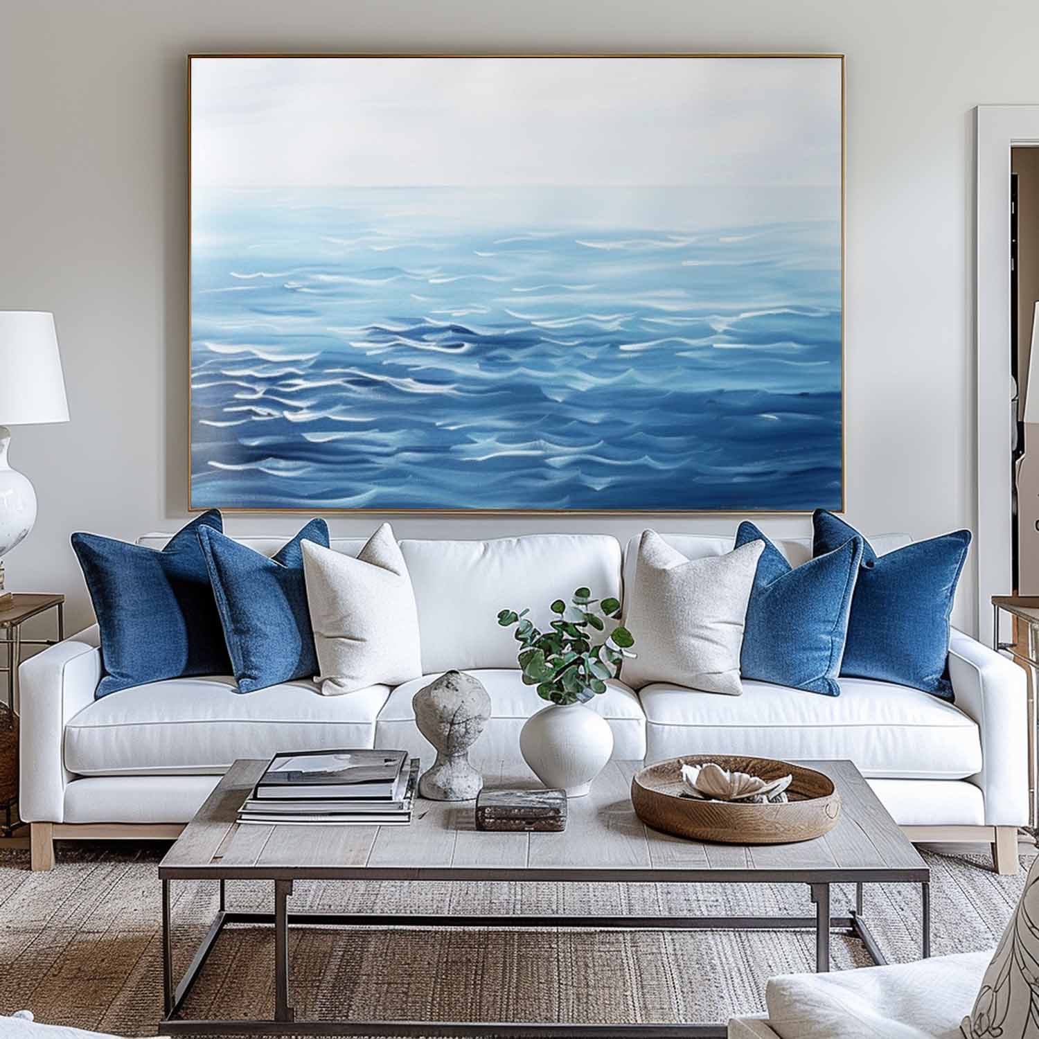 Blue Ocean Wave Horizontal Canvas Wall Art