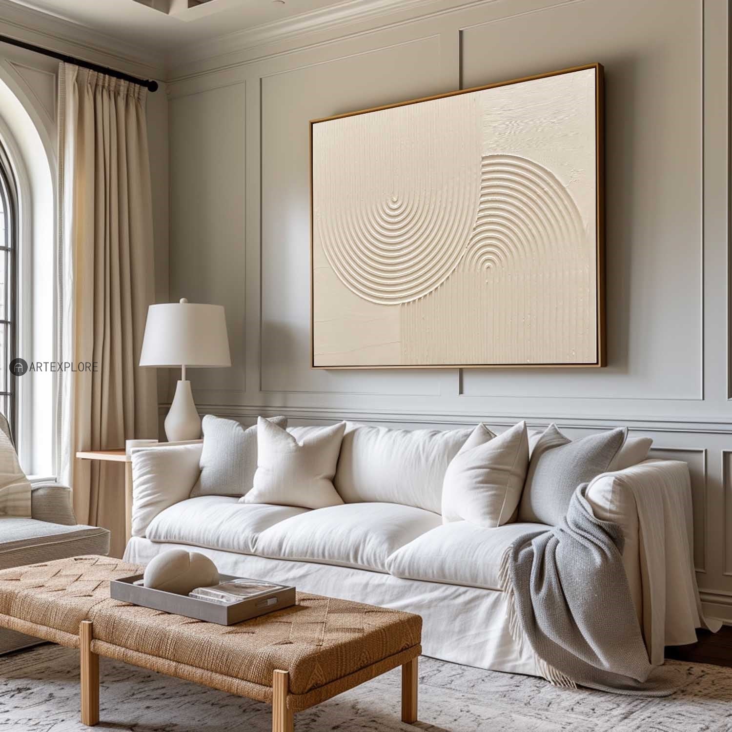 Neutral Concentric Circle Relief Wall Art