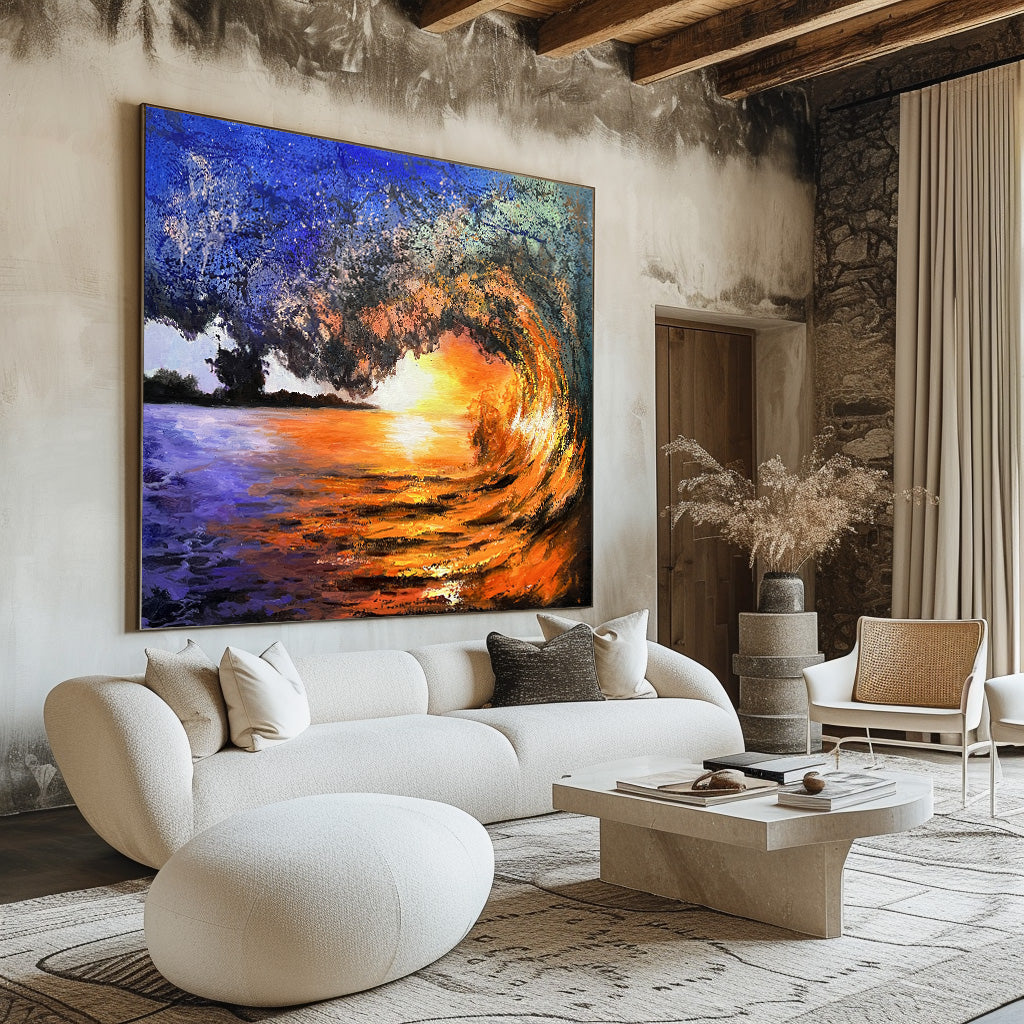 Sunset And Wave Landscapes Painting
