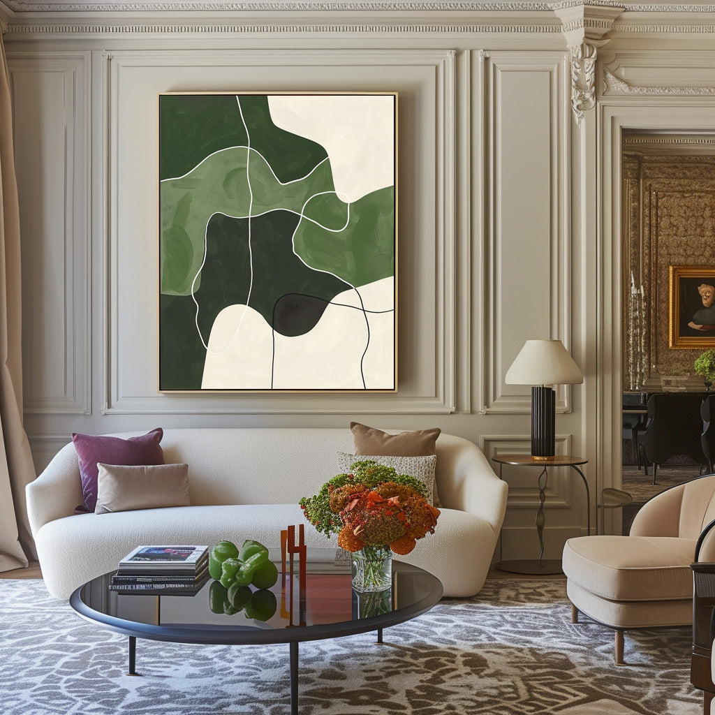 Green Abstract Organic Shapes Painting