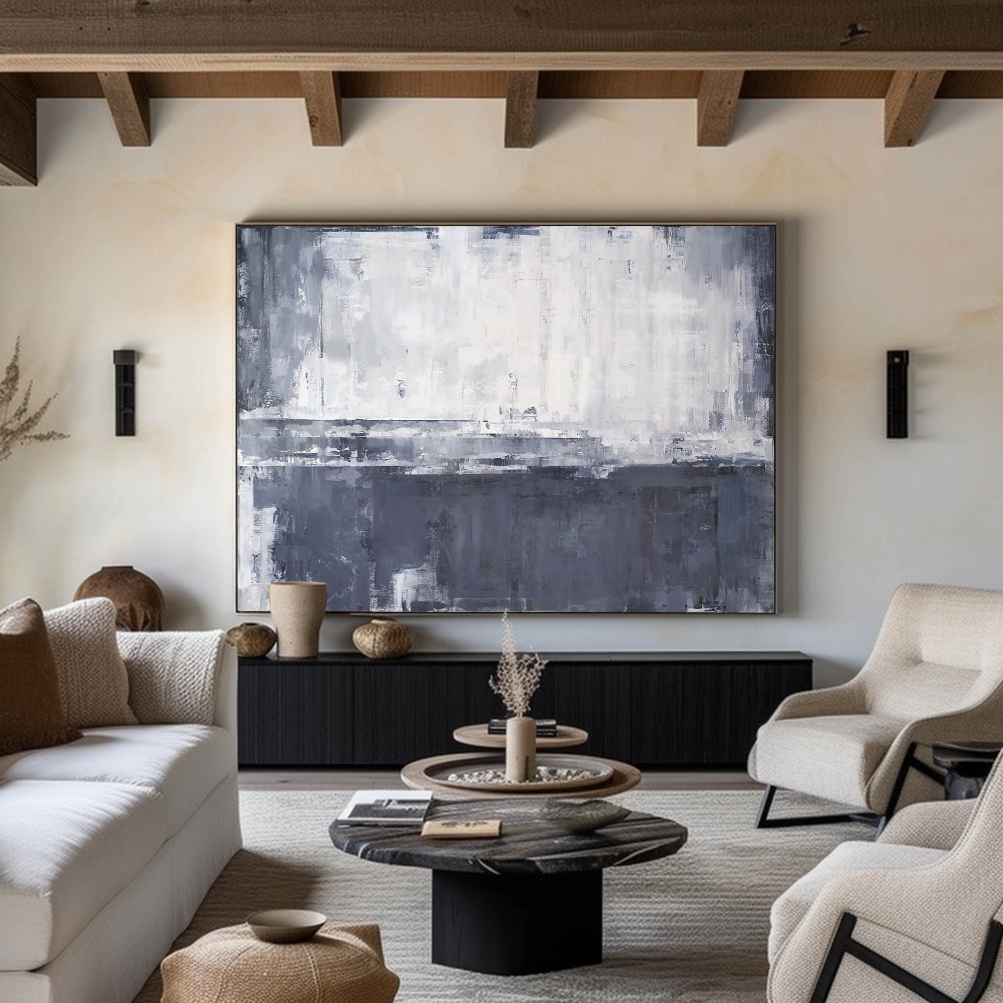 Grey And White Abstract Art ABSH16 - Neutralighting