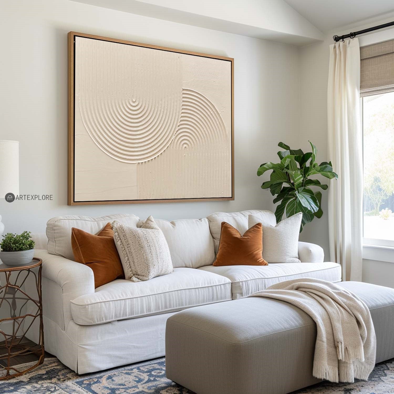 Neutral Concentric Circle Relief Wall Art