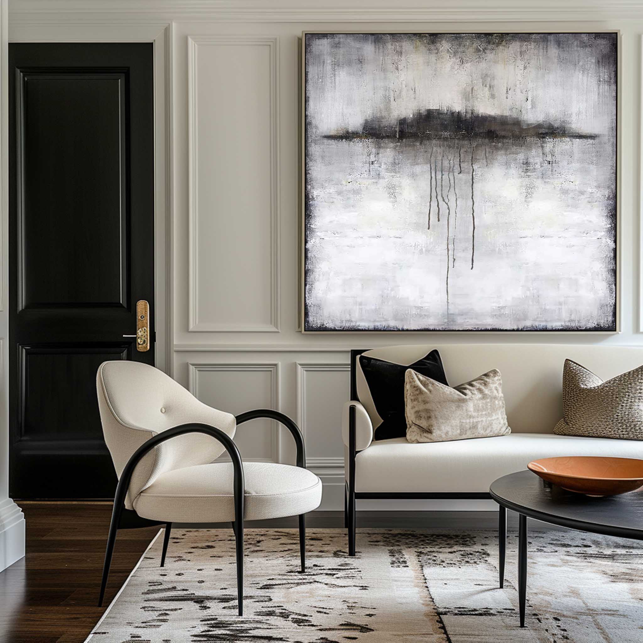 Grey White Abstract Landscape Canvas Wall Art