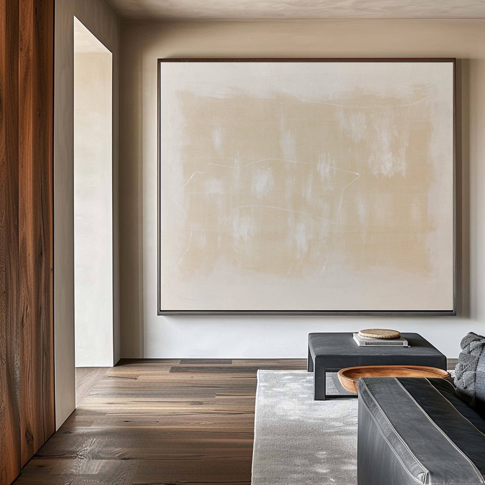 Warm Beige Abstract Minimalist Textured Wall Art