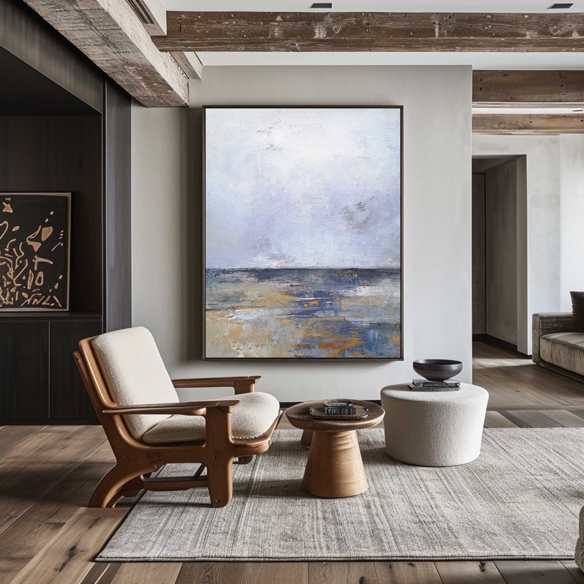 Seascape Blue Grey White Coastal Abstract Painting