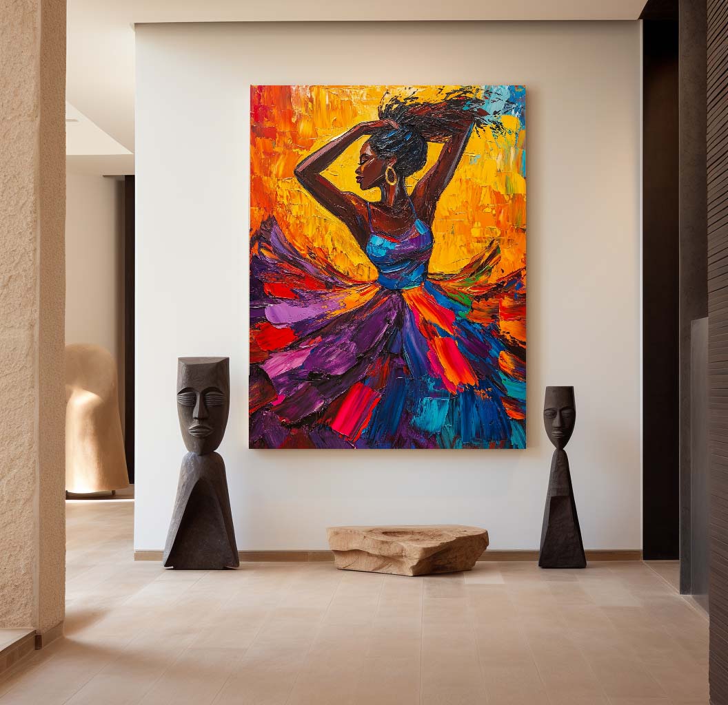 Colorful African Dancer Canvas Wall Art