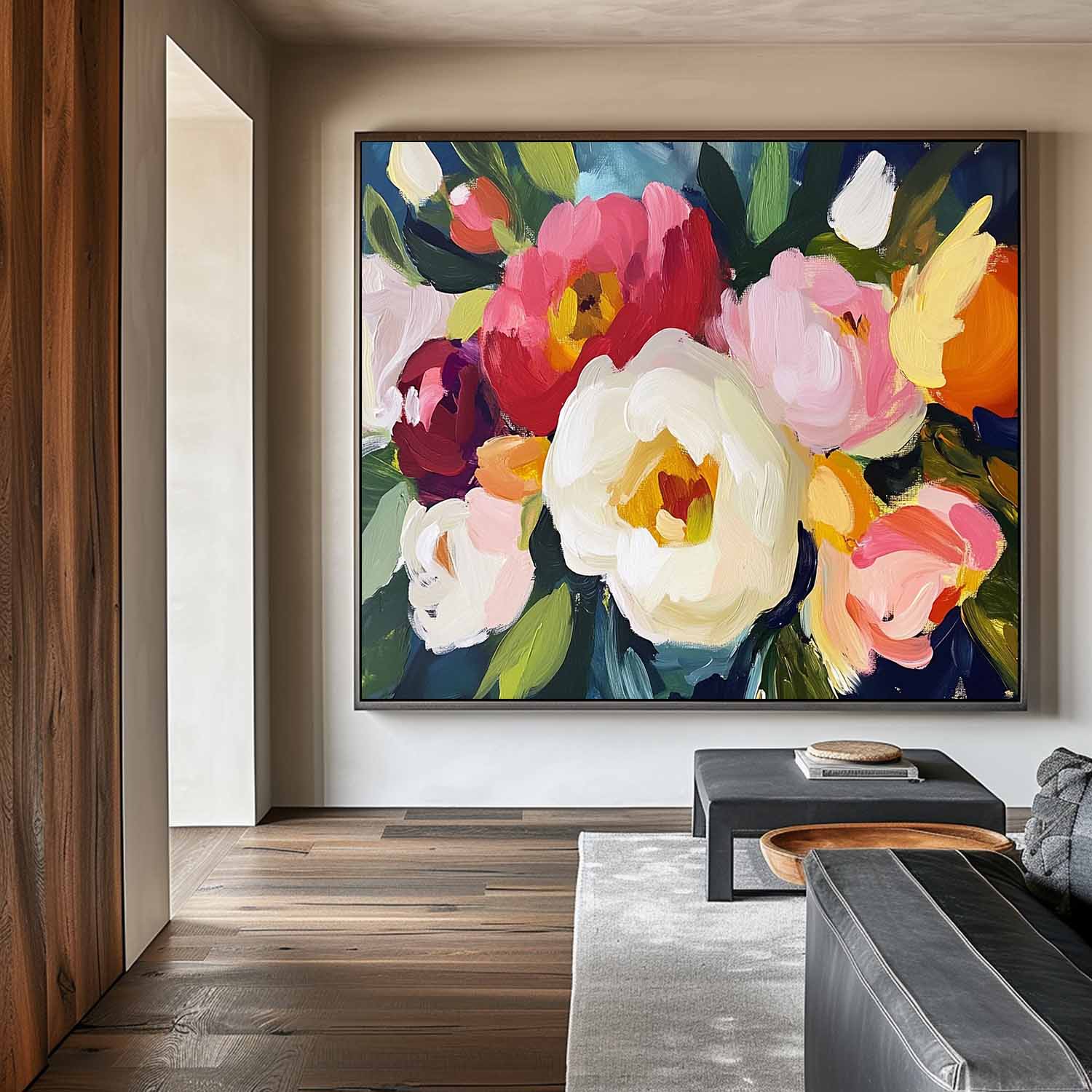 Bold Peony Bloom Canvas Wall Art