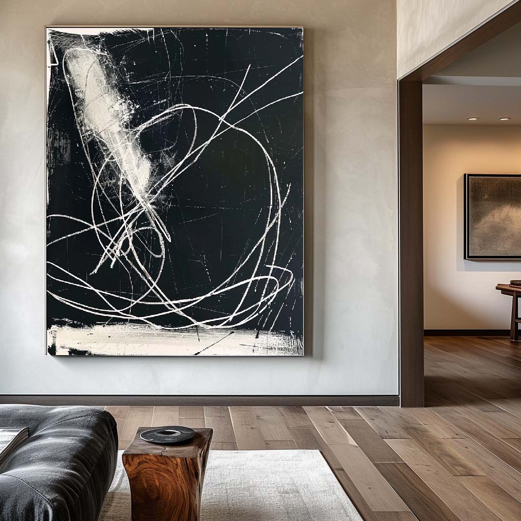 Black and White Abstract Oil Painting