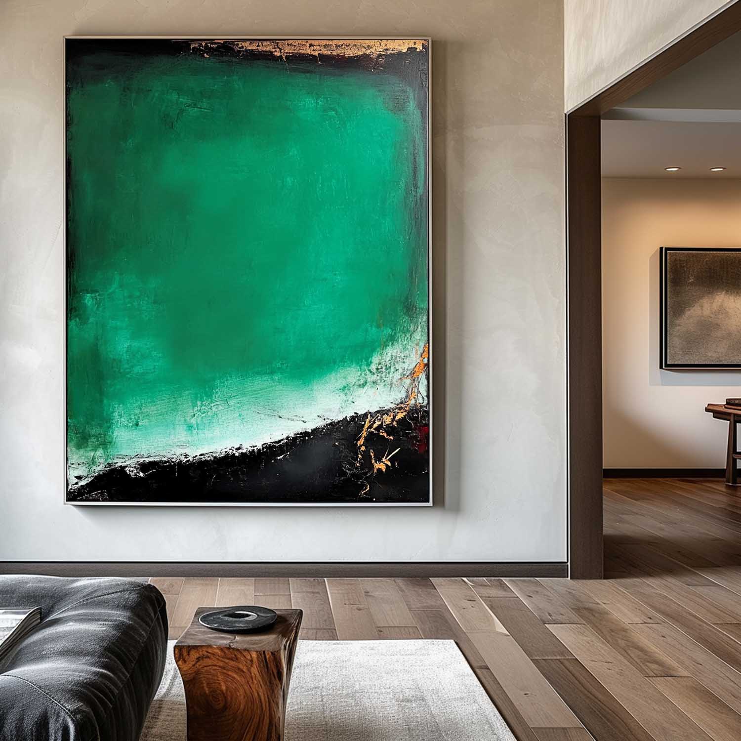 Emerald Green Textured Canvas Art