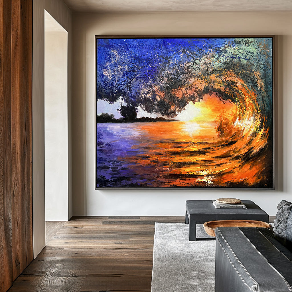 Sunset And Wave Landscapes Painting