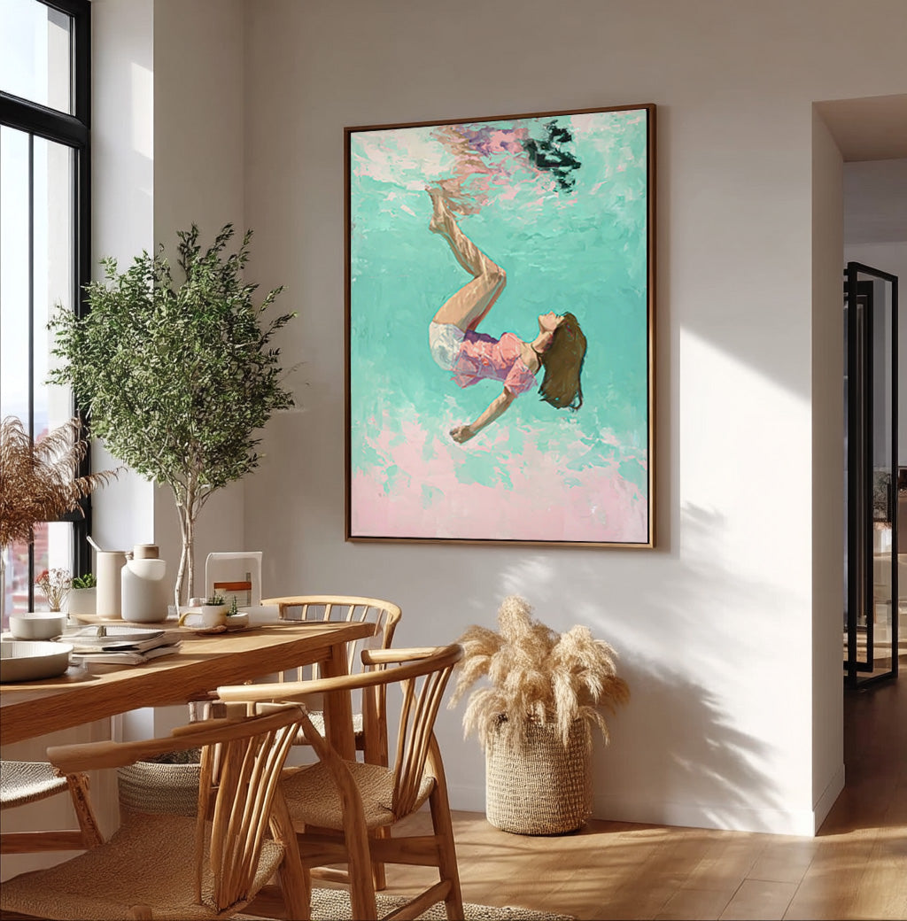 Wall Art People Retro Pastel Color Block Underwater