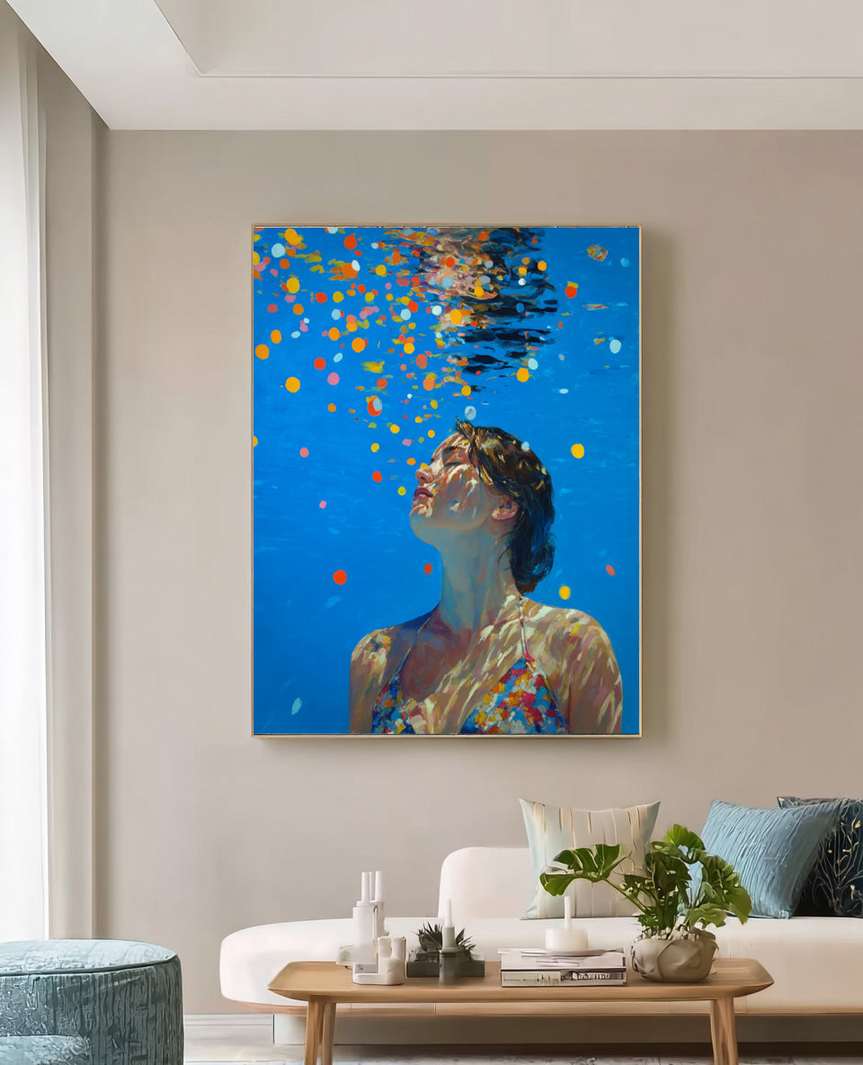 Wall Art Vibrant Swimmer Colorful Dreamy Scene