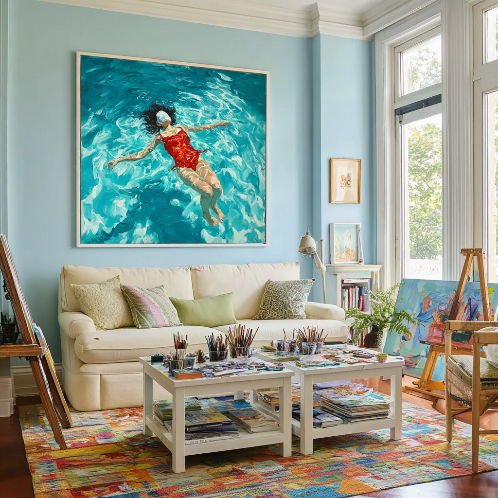 Wall Art People Swimmer Soft Ethereal