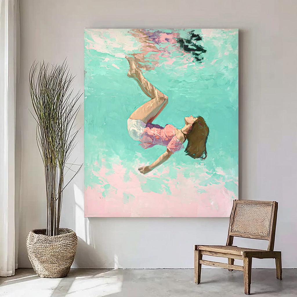 Wall Art People Retro Pastel Color Block Underwater