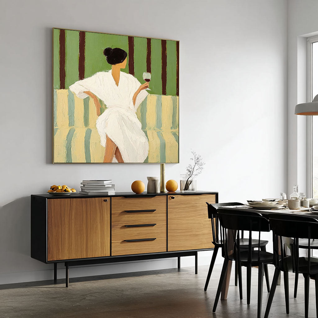 Wall Art Fashion Woman Green White Contemporary