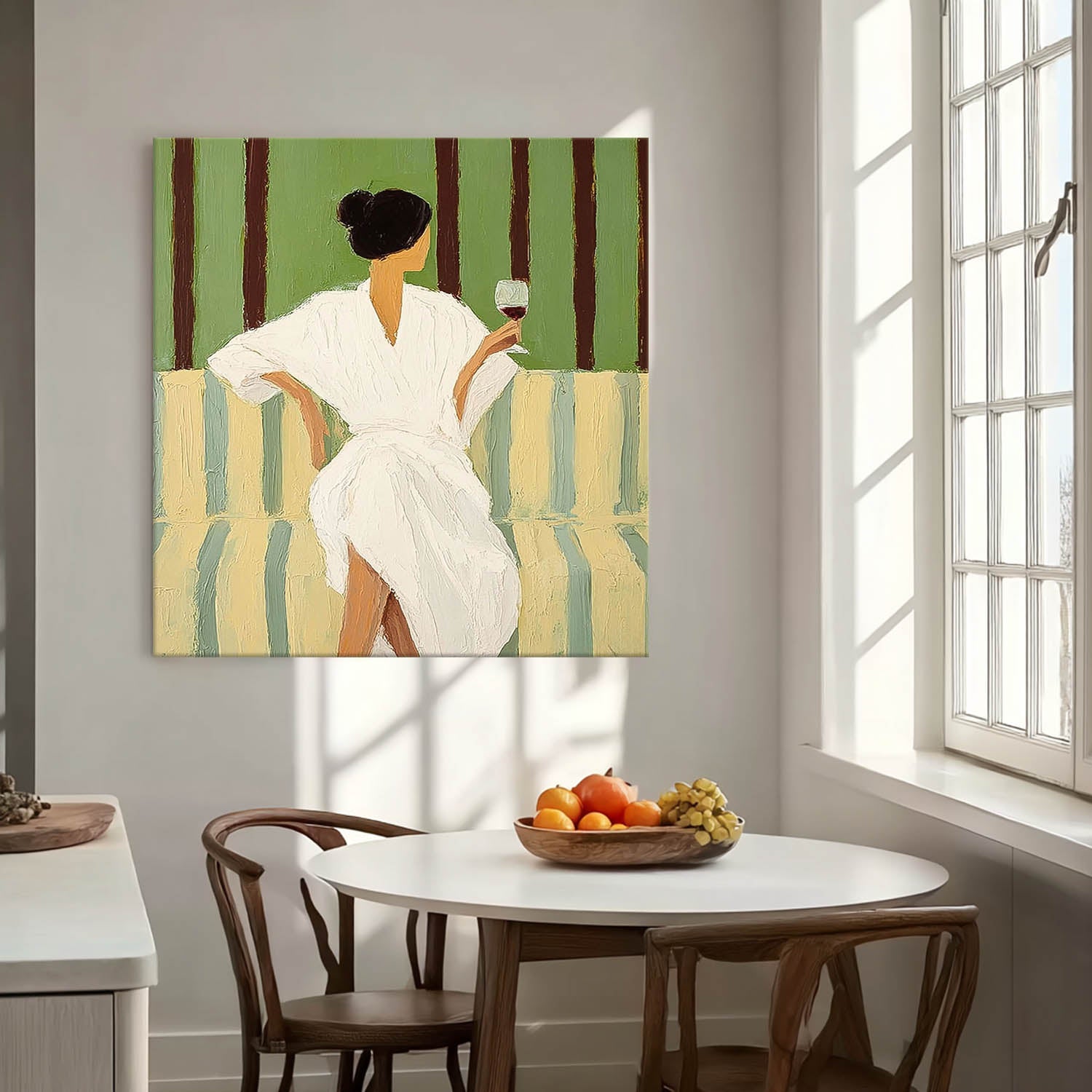 Wall Art Fashion Woman Green White Contemporary