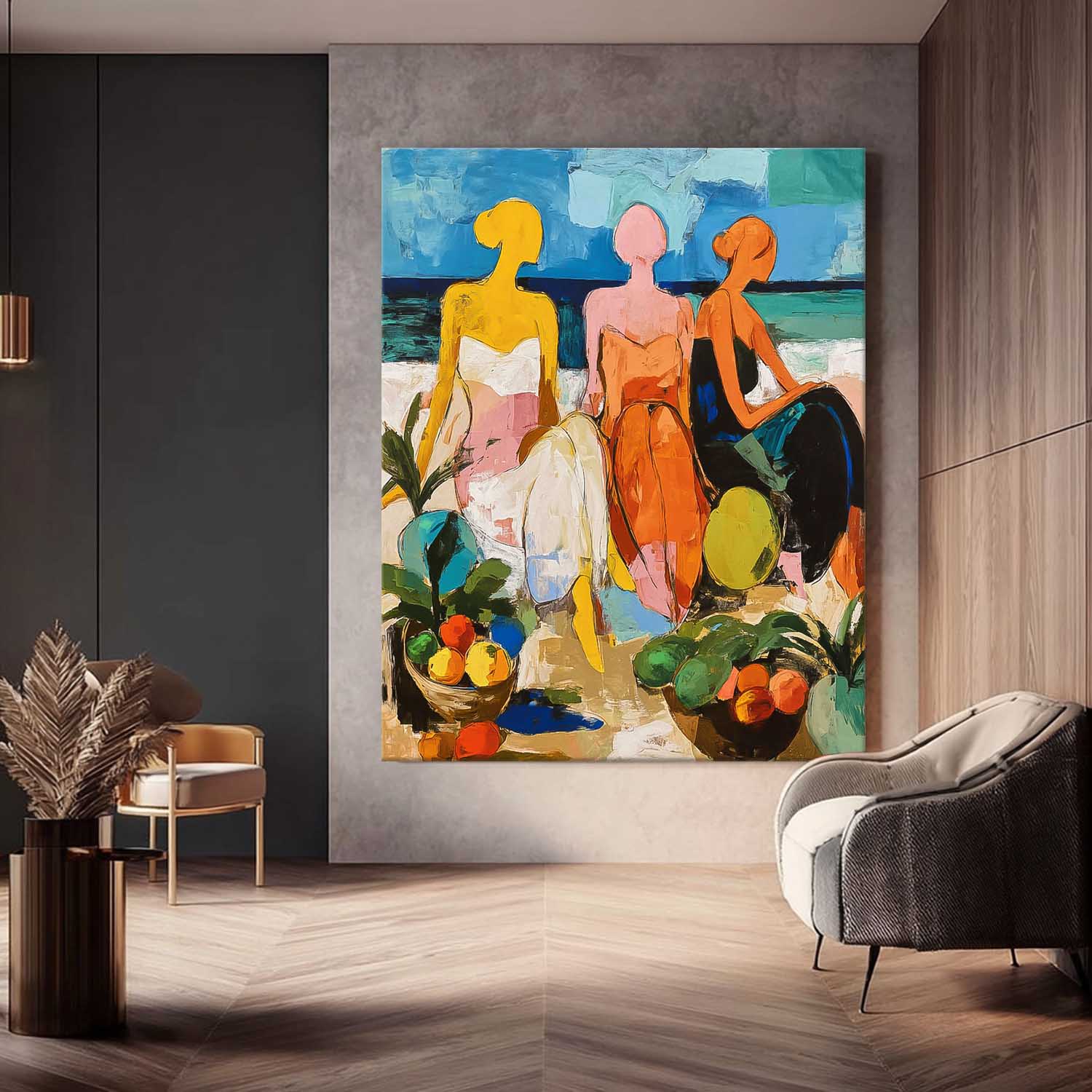 Wall Art People Tropical Island Fruit Joyful