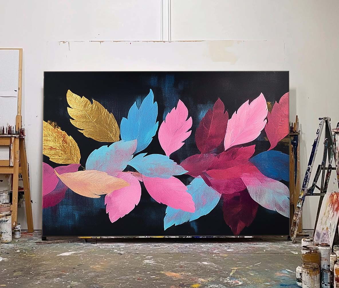 Wall Art Flower Design Colorful Leaf