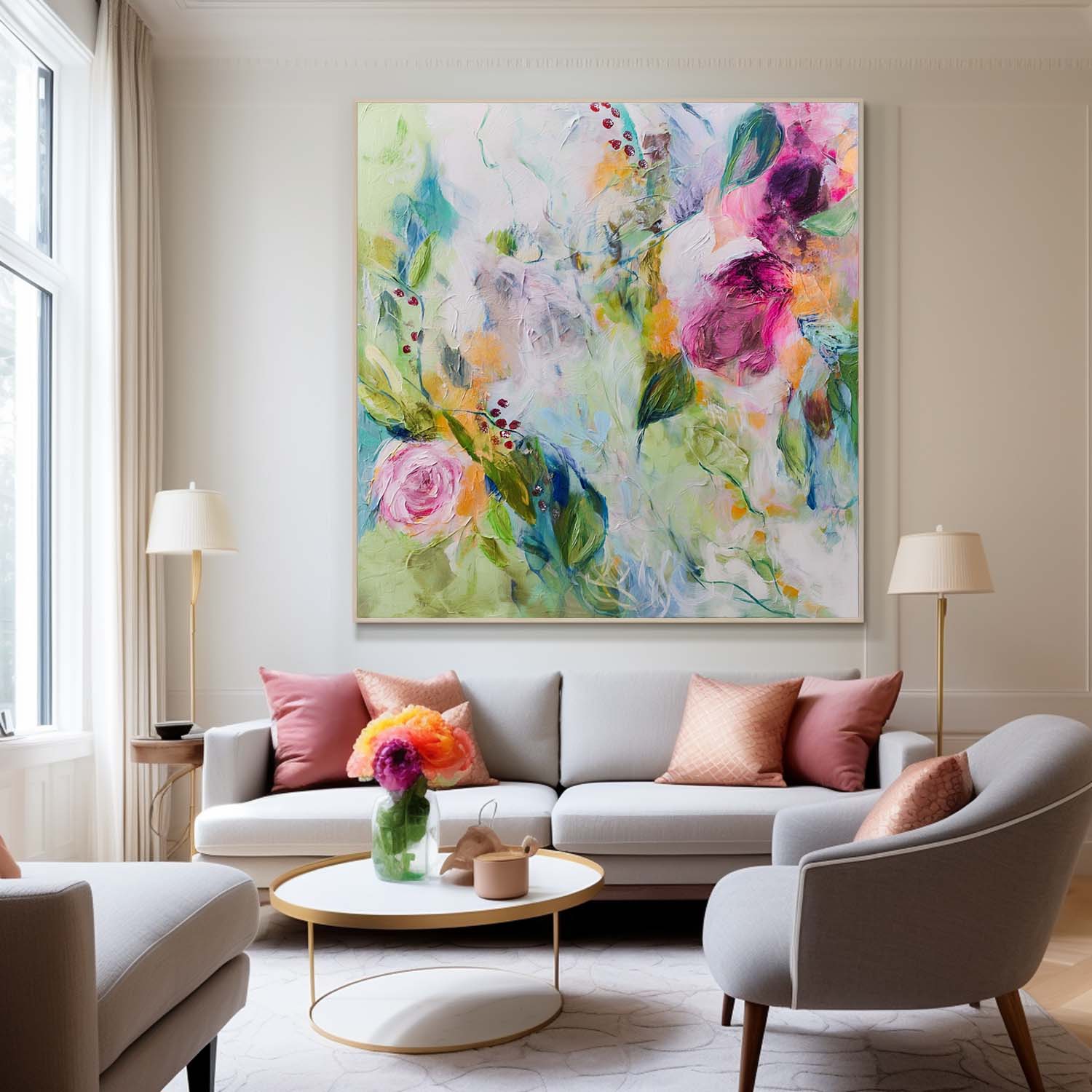 Wall Art Lyrical Abstract Floral Retro