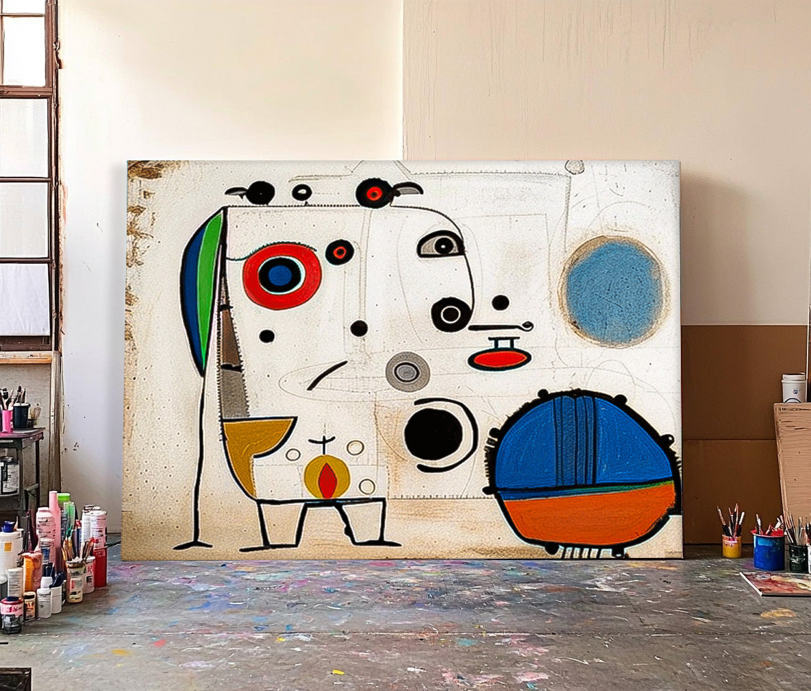 Joan Miró Style Surrealist Abstract Painting